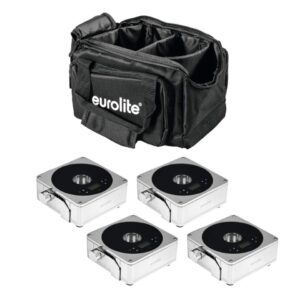 EUROLITE Set 4x AKKU IP Flat Light 1 chrom + Soft-Bag