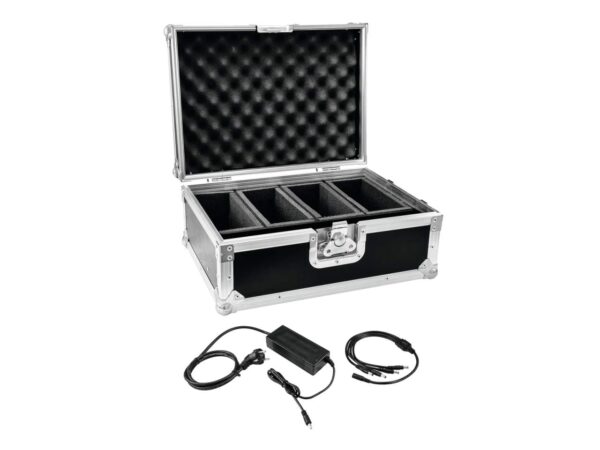 EUROLITE Set Flightcase 4x AKKU Flat Light 1 + Ladeger?t