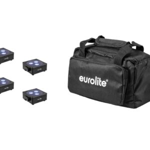 EUROLITE Set 4x AKKU Flat Light 3 sw + Soft-Bag