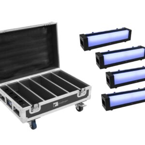 EUROLITE Set 4x AKKU Bar-6 Glow QCL + Case mit Ladefunktion