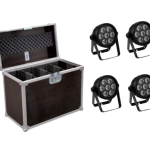 EUROLITE Set 4x LED 7C-7 Silent Slim Spot + Case