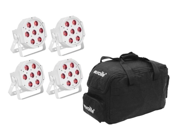 EUROLITE Set 4x LED SLS-7 HCL Spot wei? + Soft Bag