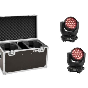 EUROLITE Set 2x LED TMH-X4 Moving-Head Wash Zoom + Case