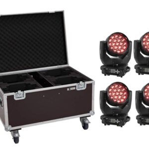 EUROLITE Set 4x LED TMH-X4 Moving-Head Wash Zoom + Case