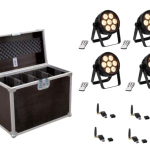 EUROLITE Set 4x LED 4C-7 Silent Slim Spot + USB QuickDMX + Case