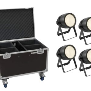 EUROLITE Set 4x LED Theatre COB 200 WW + Case mit Rollen