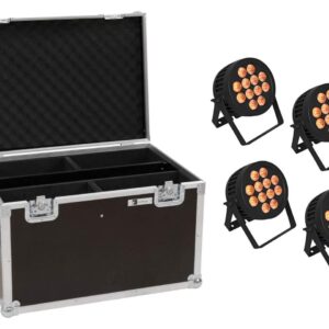 EUROLITE Set 4x LED IP PAR 12x8W QCL Spot + Case