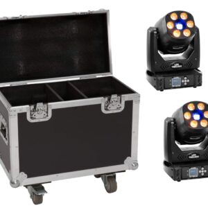 EUROLITE Set 2x LED TMH-H90 + Case mit Rollen