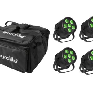 EUROLITE Set 4x LED Silent Par 6 QCL Floor sw + Soft-Bag