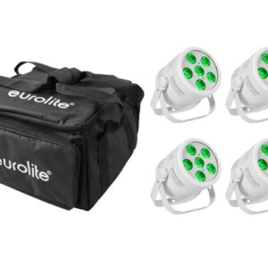 EUROLITE Set 4x LED Silent Par 6 QCL Floor ws + Soft-Bag