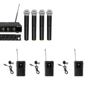 OMNITRONIC Set UHF-E4 Funkmikrofon-System + 4x BP + 4x Lavaliermikrofon 823.6...