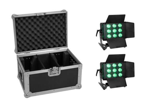 EUROLITE Set 2x LED CLS-9 QCL RGB/WW 9x7W + Case