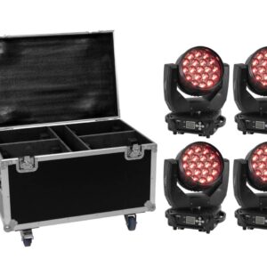 EUROLITE Set 4x LED TMH-X4 + Case mit Rollen