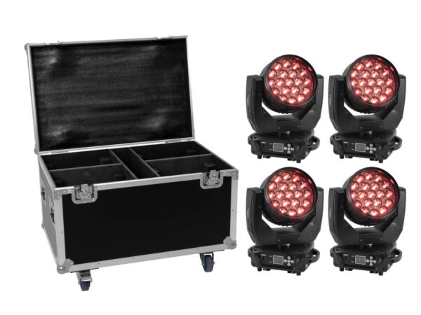 EUROLITE Set 4x LED TMH-X4 + Case mit Rollen