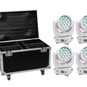 EUROLITE Set 4x LED TMH-X4 wei? + Case mit Rollen