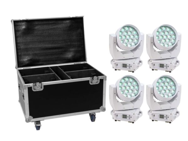 EUROLITE Set 4x LED TMH-X4 wei? + Case mit Rollen