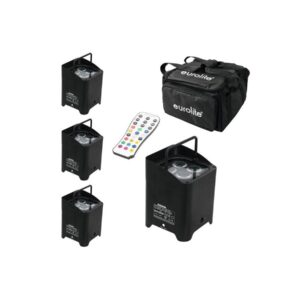 4x EUROLITE ACCU UP-4 QCL Spot + Case Set