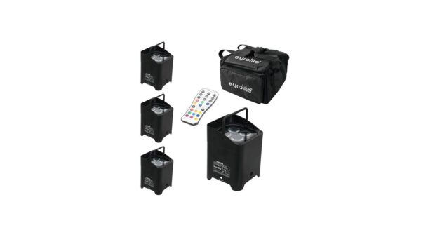 4x EUROLITE ACCU UP-4 QCL Spot + Case Set