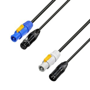 Adam Hall Cables 8101 PSDT 0300 N - Netz- & DMX-Kabel PowerCon In & XLR female zu PowerCon Out & XLR male 3 m