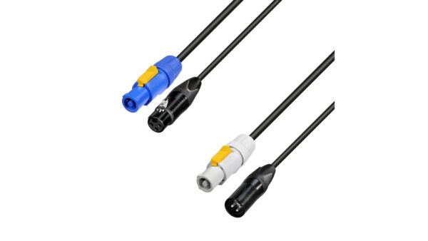 Adam Hall Cables 8101 PSDT 0300 N - Netz- & DMX-Kabel PowerCon In & XLR female zu PowerCon Out & XLR male 3 m