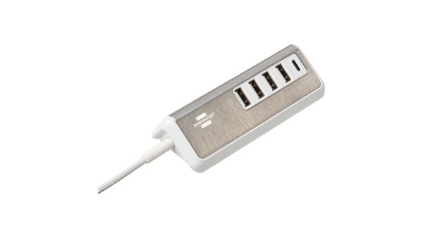 Brennenstuhl estilo Mehrfach USB Ladegerät / USB Ladestation mit hochwertiger Edelstahloberfläche - 1508230