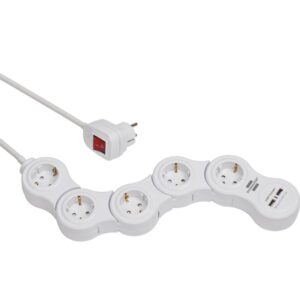 Brennenstuhl Vario Power Steckdosenleiste mit USB-Ladefunktion / Bewegliche Steckdosenleiste 5-fach - 1155350210