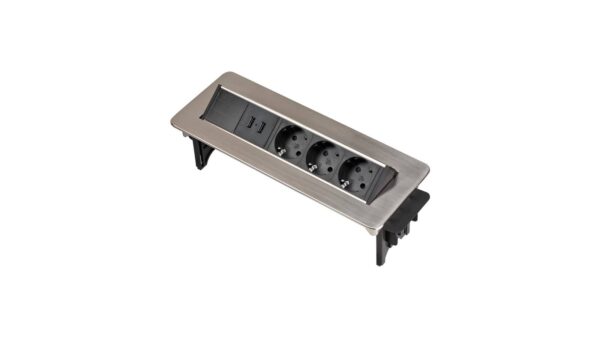 Brennenstuhl Indesk Power USB-Charger Tischsteckdosenleiste / Versenkbare Steckdosenleiste 3-fach mit 2 USB Ladebuchsen - 1396200113