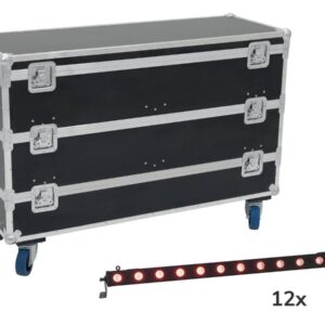 EUROLITE Set 12x LED BAR-12 QCL RGB+UV Leiste + Case mit Rollen