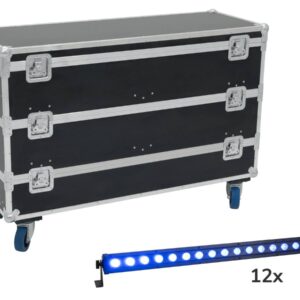 EUROLITE Set 12x LED IP T-Bar 16 QCL Leiste + Case mit Rollen