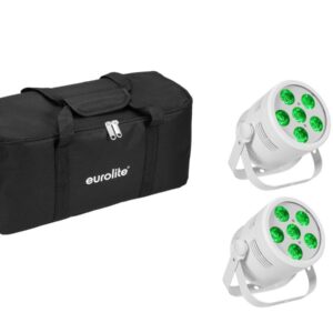 EUROLITE Set 2x LED Silent Par 6 QCL Floor ws + Soft-Bag