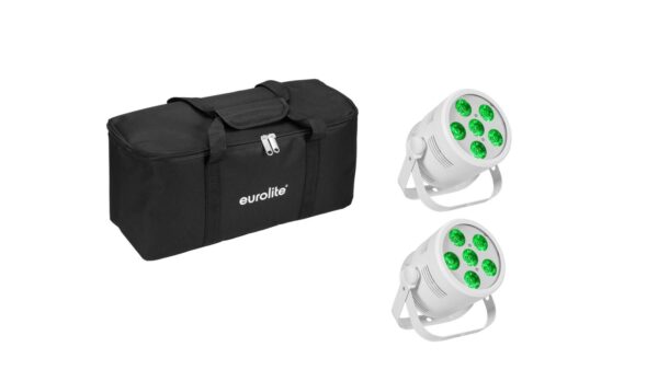 EUROLITE Set 2x LED Silent Par 6 QCL Floor ws + Soft-Bag