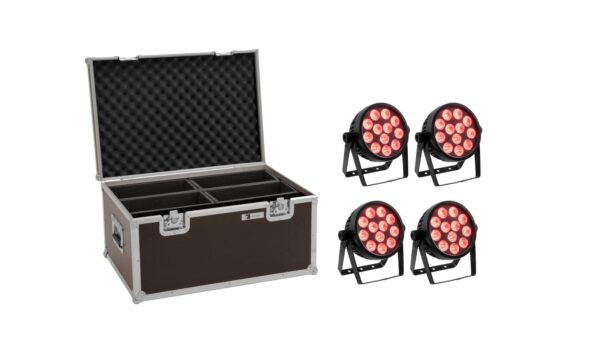 EUROLITE Set 4x LED 4C-12 Silent Slim Spot + Case