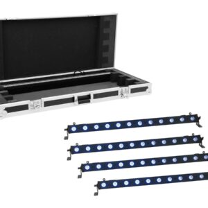 EUROLITE Set 4x LED BAR-12 QCL RGB+UV Leiste + Case