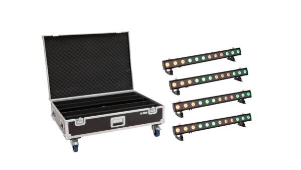 EUROLITE Set 4x LED IP T-PIX 12 HCL Leiste + Case mit Rollen