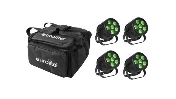 EUROLITE Set 4x LED Silent Par 6 QCL Floor sw + Soft-Bag