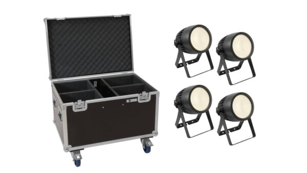 EUROLITE Set 4x LED Theatre COB 200 WW + Case mit Rollen