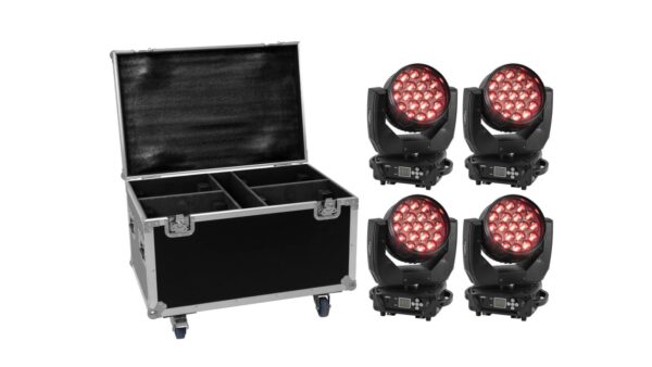 EUROLITE Set 4x LED TMH-X4 + Case mit Rollen