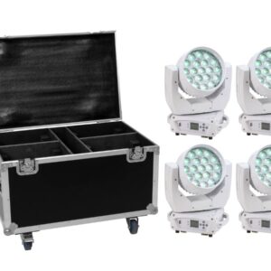 EUROLITE Set 4x LED TMH-X4 weiß + Case mit Rollen