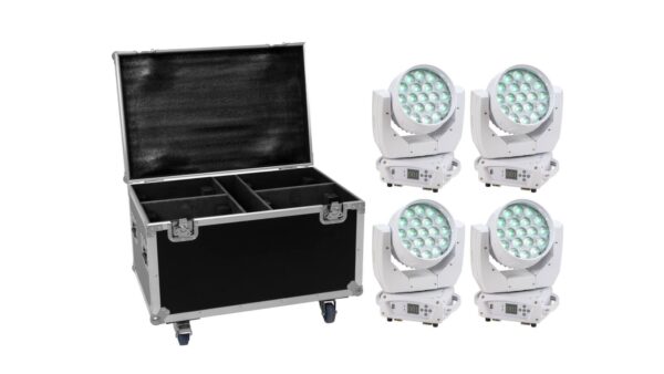 EUROLITE Set 4x LED TMH-X4 weiß + Case mit Rollen