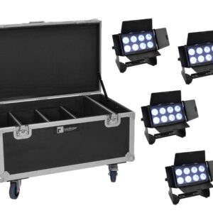 EUROLITE Set 4x Multiflood IP 8x10W RGBW Wash + Case