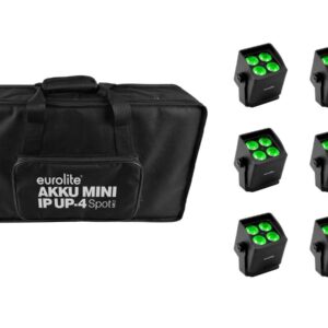 EUROLITE Set 6x AKKU Mini IP UP-4 QCL Spot MK2 + Soft-Bag