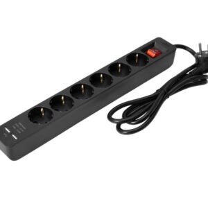 EUROLITE Steckdosenleiste ON-1 6-fach + 2 USB sw