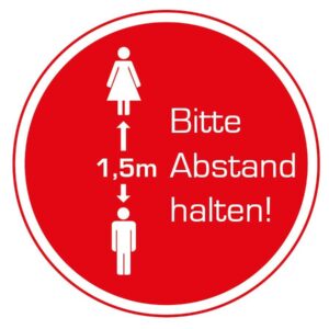 Hinweis Aufkleber - Bitte Abstand halten - Rund