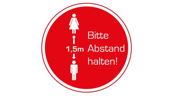 Hinweis Aufkleber - Bitte Abstand halten - Rund