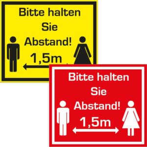 Hinweis Aufkleber - Bitte halten Sie Abstand