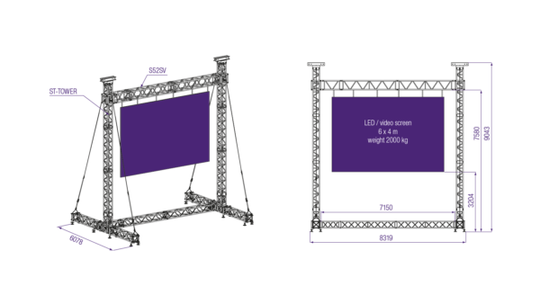 Prolyte ST Stand - LED Wall bis 2000 KG für 6x4m Display