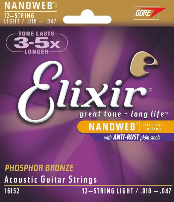 Saitensatz Elixir 16152 Nanoweb Phosphor 12-String Light