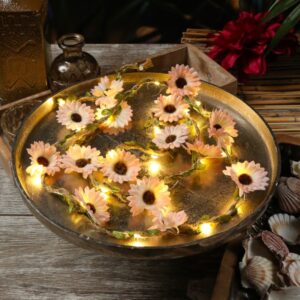 LED Lichterkette Blumen - 20 warmweiße LED - Batterie - Timer - L: ...