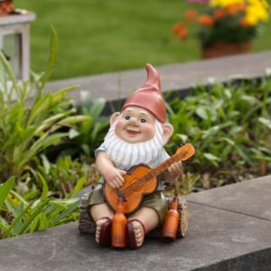 Gartenzwerg SKORRI - Zwerg mit Gitarre - Dekofigur - Polyresin - H:...