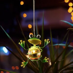 LED Solar FROSCH - Gartenfigur - hängend - 1 warmweiße LED - H: 11